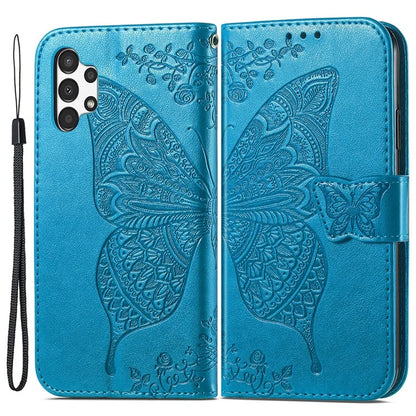 For Samsung Galaxy A13 4G Leather Case Butterfly Imprinted Rhinestone Phone Stand Cover