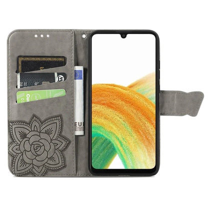For Samsung Galaxy A13 4G Leather Case Butterfly Imprinted Rhinestone Phone Stand Cover