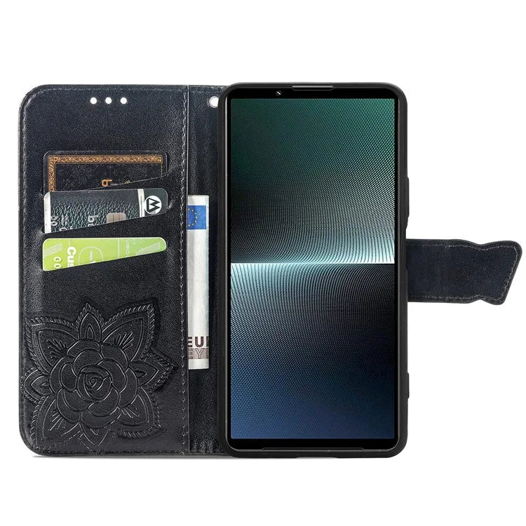 For Sony Xperia 1 V Phone Case Butterfly Imprinted Wallet Leather Protective Cover