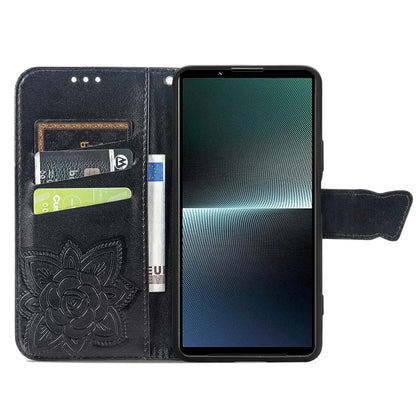For Sony Xperia 1 V Phone Case Butterfly Imprinted Wallet Leather Protective Cover