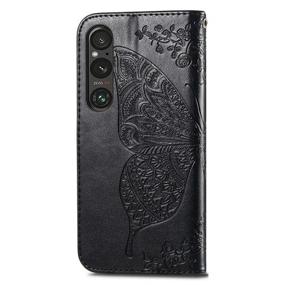 For Sony Xperia 1 V Phone Case Butterfly Imprinted Wallet Leather Protective Cover