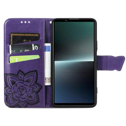 For Sony Xperia 1 V Phone Case Butterfly Imprinted Wallet Leather Protective Cover
