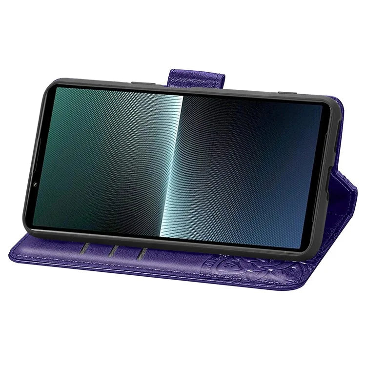 For Sony Xperia 1 V Phone Case Butterfly Imprinted Wallet Leather Protective Cover