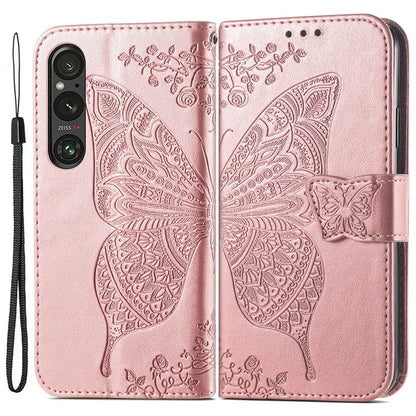 For Sony Xperia 1 V Phone Case Butterfly Imprinted Wallet Leather Protective Cover