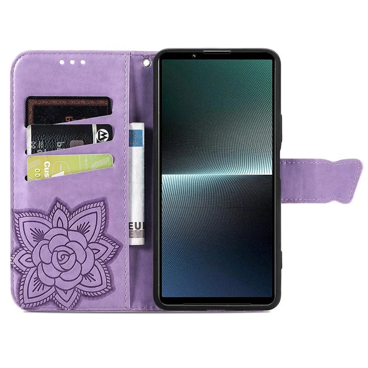For Sony Xperia 1 V Phone Case Butterfly Imprinted Wallet Leather Protective Cover