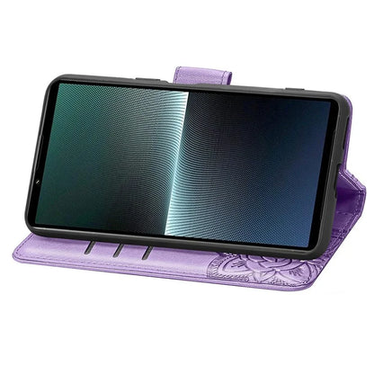 For Sony Xperia 1 V Phone Case Butterfly Imprinted Wallet Leather Protective Cover