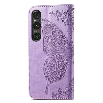 For Sony Xperia 1 V Phone Case Butterfly Imprinted Wallet Leather Protective Cover