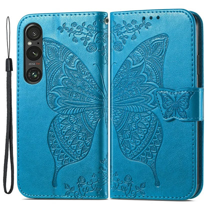 For Sony Xperia 1 V Phone Case Butterfly Imprinted Wallet Leather Protective Cover
