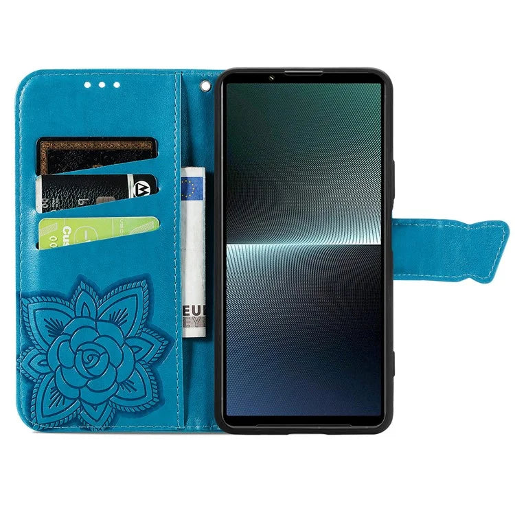 For Sony Xperia 1 V Phone Case Butterfly Imprinted Wallet Leather Protective Cover