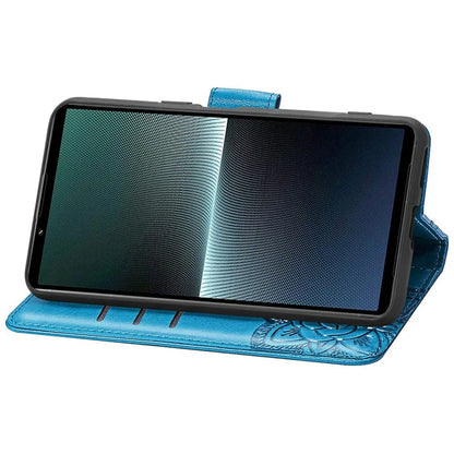 For Sony Xperia 1 V Phone Case Butterfly Imprinted Wallet Leather Protective Cover
