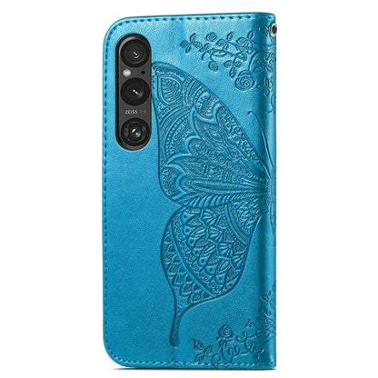 For Sony Xperia 1 V Phone Case Butterfly Imprinted Wallet Leather Protective Cover