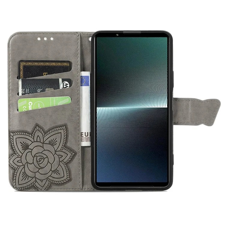 For Sony Xperia 1 V Phone Case Butterfly Imprinted Wallet Leather Protective Cover