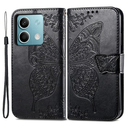 For Xiaomi Redmi Note 13 4G Leather Case Wallet Card Holder Butterfly Phone Cover