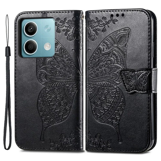 For Xiaomi Redmi Note 13 4G Leather Case Wallet Card Holder Butterfly Phone Cover