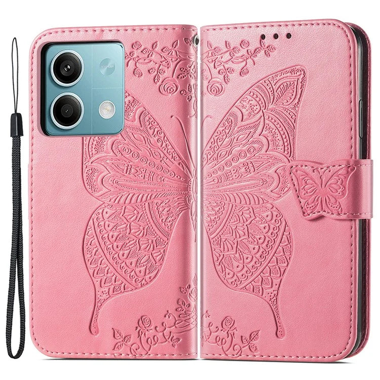 For Xiaomi Redmi Note 13 4G Leather Case Wallet Card Holder Butterfly Phone Cover