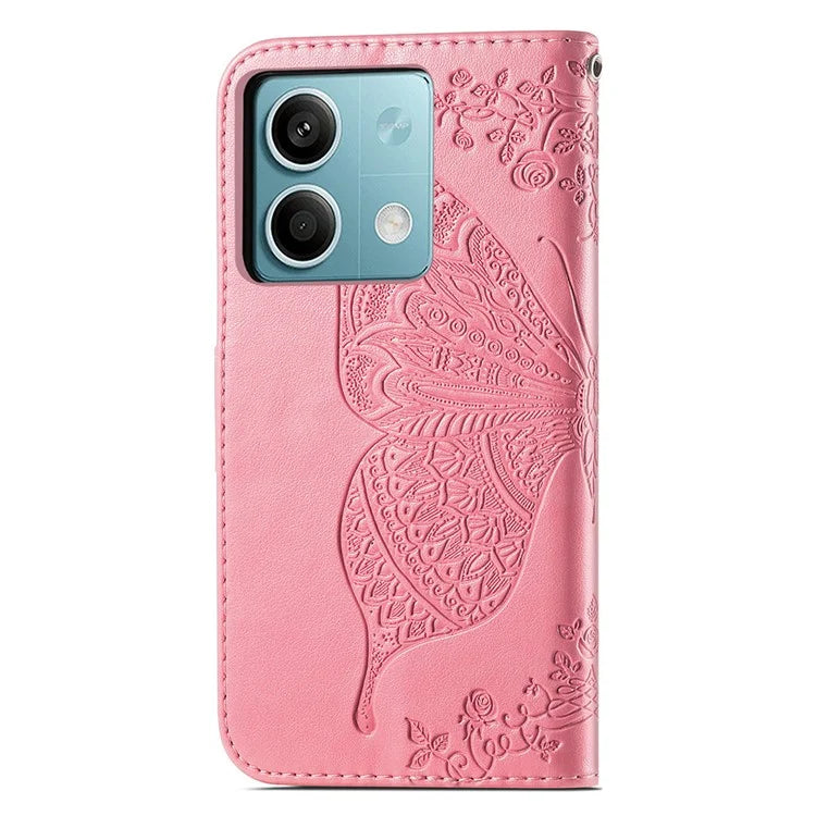 For Xiaomi Redmi Note 13 4G Leather Case Wallet Card Holder Butterfly Phone Cover