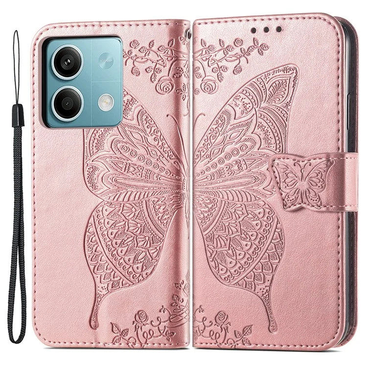 For Xiaomi Redmi Note 13 4G Leather Case Wallet Card Holder Butterfly Phone Cover