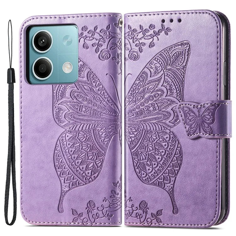 For Xiaomi Redmi Note 13 4G Leather Case Wallet Card Holder Butterfly Phone Cover
