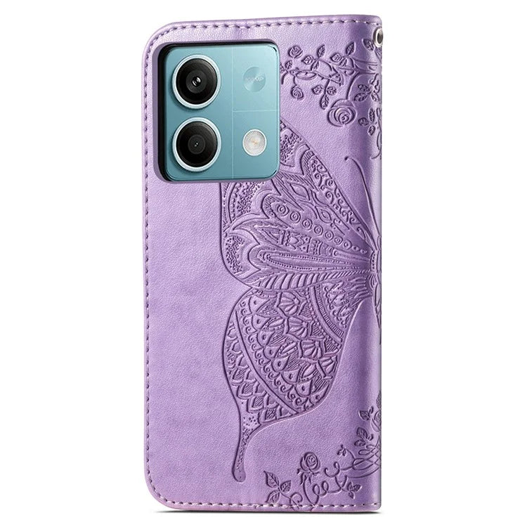 For Xiaomi Redmi Note 13 4G Leather Case Wallet Card Holder Butterfly Phone Cover