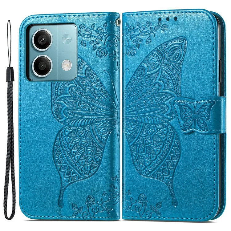For Xiaomi Redmi Note 13 4G Leather Case Wallet Card Holder Butterfly Phone Cover