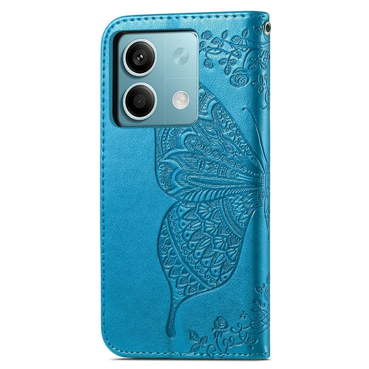 For Xiaomi Redmi Note 13 4G Leather Case Wallet Card Holder Butterfly Phone Cover