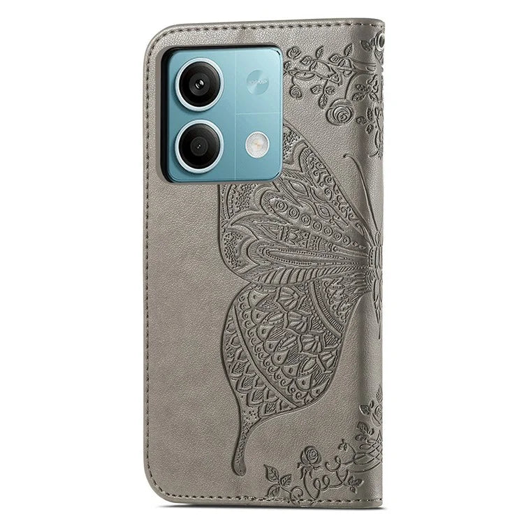 For Xiaomi Redmi Note 13 4G Leather Case Wallet Card Holder Butterfly Phone Cover