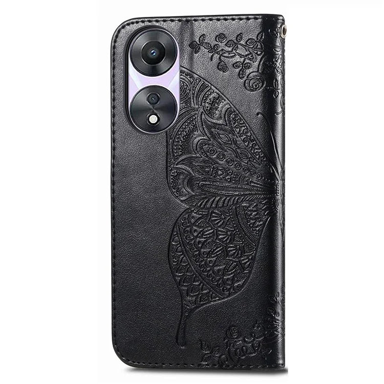 For Oppo A78 4G Wallet Case Imprinted Butterfly Leather Phone Cover Folding Stand