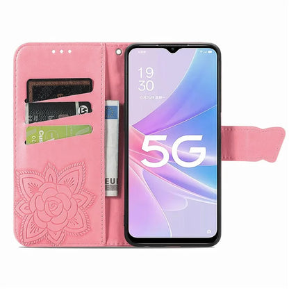 For Oppo A78 4G Wallet Case Imprinted Butterfly Leather Phone Cover Folding Stand