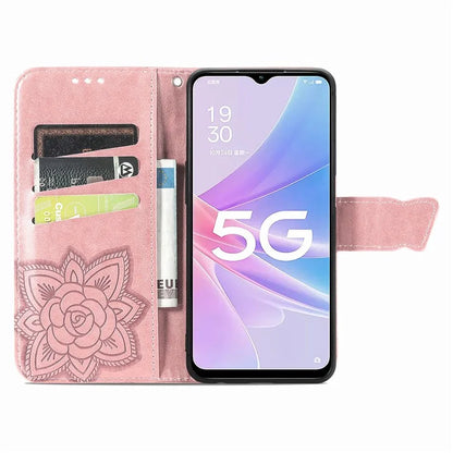 For Oppo A78 4G Wallet Case Imprinted Butterfly Leather Phone Cover Folding Stand