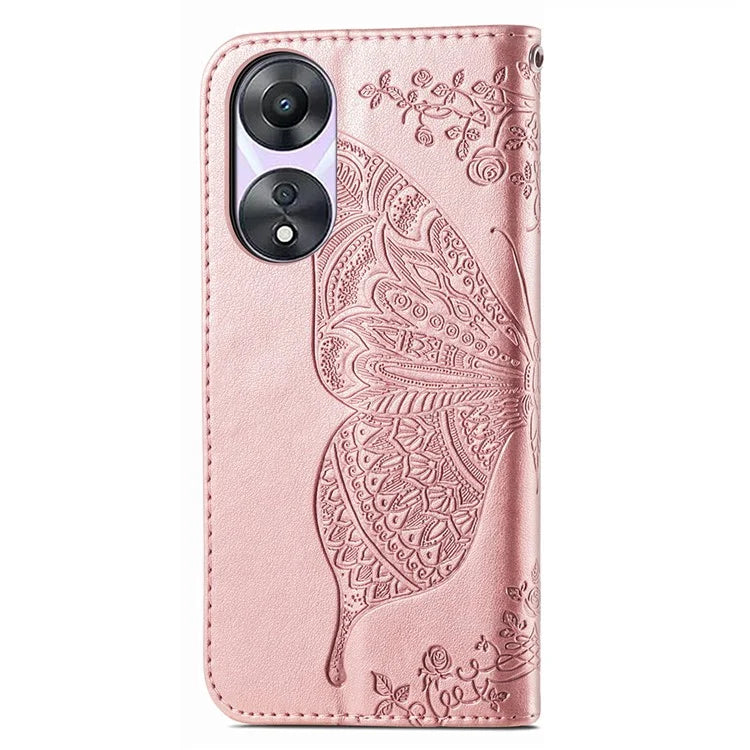 For Oppo A78 4G Wallet Case Imprinted Butterfly Leather Phone Cover Folding Stand
