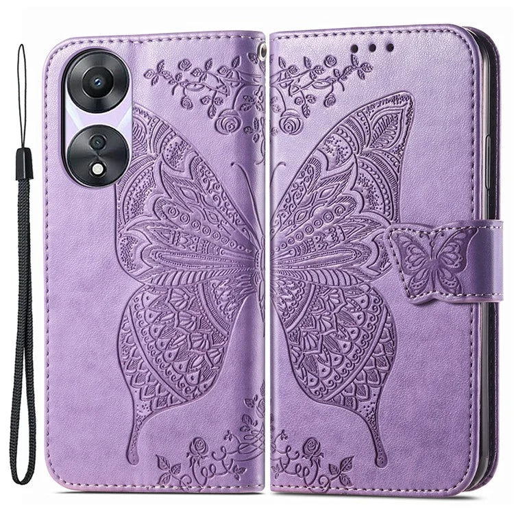 For Oppo A78 4G Wallet Case Imprinted Butterfly Leather Phone Cover Folding Stand