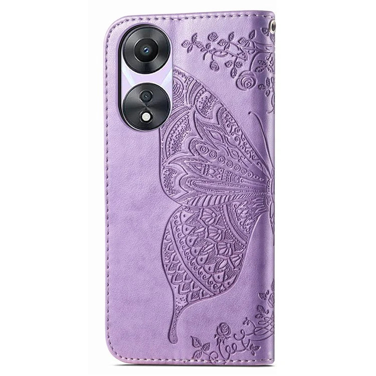 For Oppo A78 4G Wallet Case Imprinted Butterfly Leather Phone Cover Folding Stand