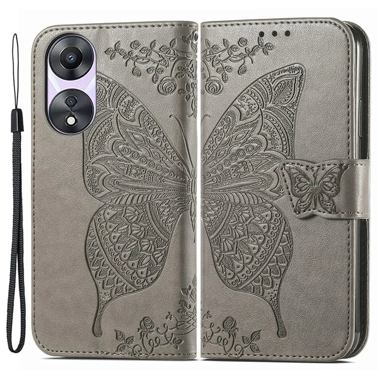 For Oppo A78 4G Wallet Case Imprinted Butterfly Leather Phone Cover Folding Stand