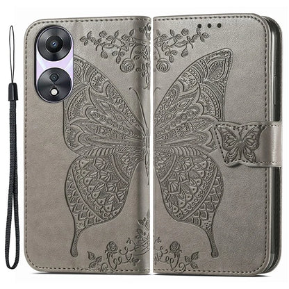 For Oppo A78 4G Wallet Case Imprinted Butterfly Leather Phone Cover Folding Stand