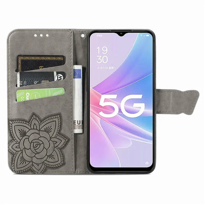 For Oppo A78 4G Wallet Case Imprinted Butterfly Leather Phone Cover Folding Stand