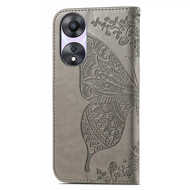 For Oppo A78 4G Wallet Case Imprinted Butterfly Leather Phone Cover Folding Stand