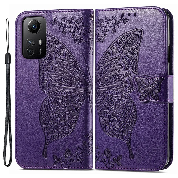 For Xiaomi Redmi Note 12S 4G Case Wallet Flip PU Leather Phone Cover Butterfly Imprinted