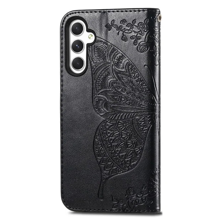 For Samsung Galaxy A55 5G Cell Phone Case Butterfly Imprinted Leather Cover