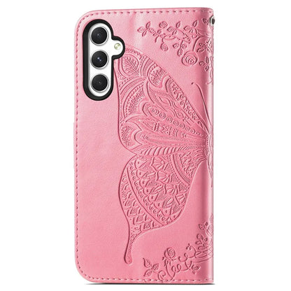 For Samsung Galaxy A55 5G Cell Phone Case Butterfly Imprinted Leather Cover