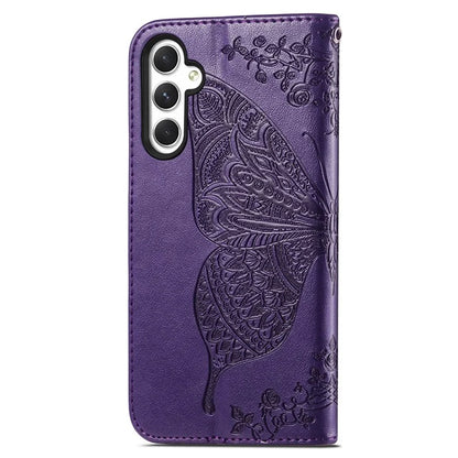 For Samsung Galaxy A55 5G Cell Phone Case Butterfly Imprinted Leather Cover