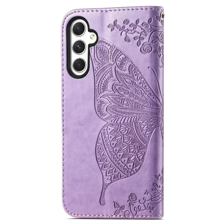 For Samsung Galaxy A55 5G Cell Phone Case Butterfly Imprinted Leather Cover