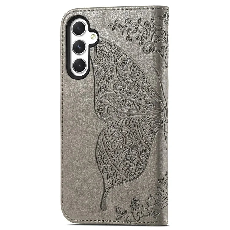 For Samsung Galaxy A55 5G Cell Phone Case Butterfly Imprinted Leather Cover