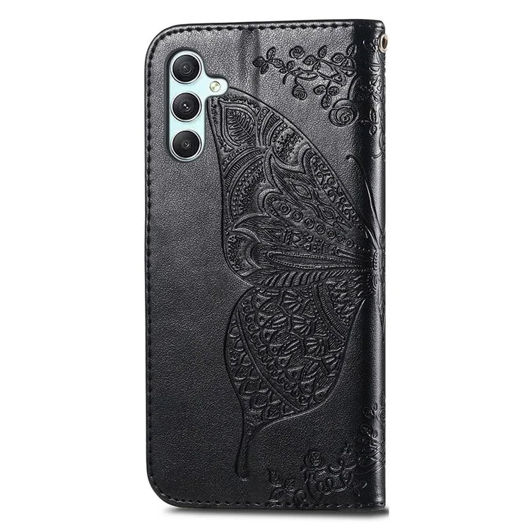 For Samsung Galaxy A35 5G Leather Case Butterfly Imprinted Phone Cover with Wrist Strap