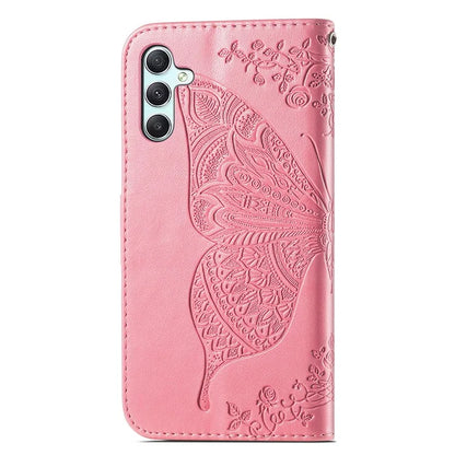 For Samsung Galaxy A35 5G Leather Case Butterfly Imprinted Phone Cover with Wrist Strap