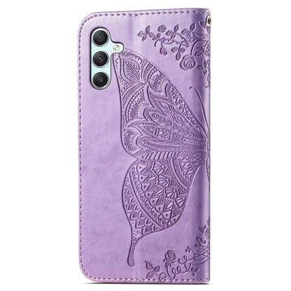 For Samsung Galaxy A35 5G Leather Case Butterfly Imprinted Phone Cover with Wrist Strap