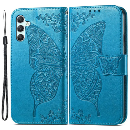 For Samsung Galaxy A35 5G Leather Case Butterfly Imprinted Phone Cover with Wrist Strap