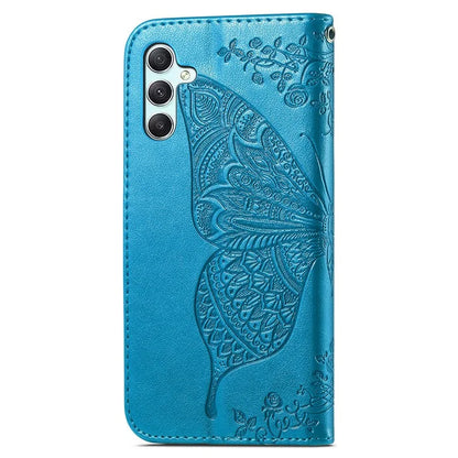 For Samsung Galaxy A35 5G Leather Case Butterfly Imprinted Phone Cover with Wrist Strap