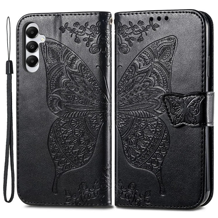 For Samsung Galaxy M14 4G Wallet Case Butterfly Imprinted Card Holder Smart Phone Cover