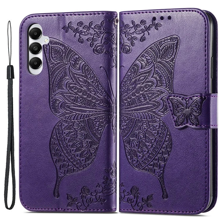 For Samsung Galaxy M14 4G Wallet Case Butterfly Imprinted Card Holder Smart Phone Cover