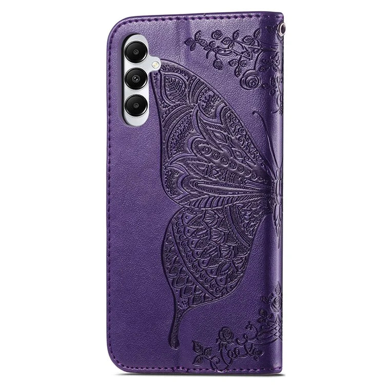 For Samsung Galaxy M14 4G Wallet Case Butterfly Imprinted Card Holder Smart Phone Cover